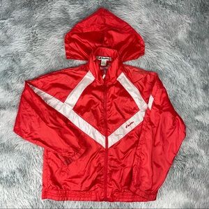 Vintage LOTTO Red Hooded Windbreaker Jacket